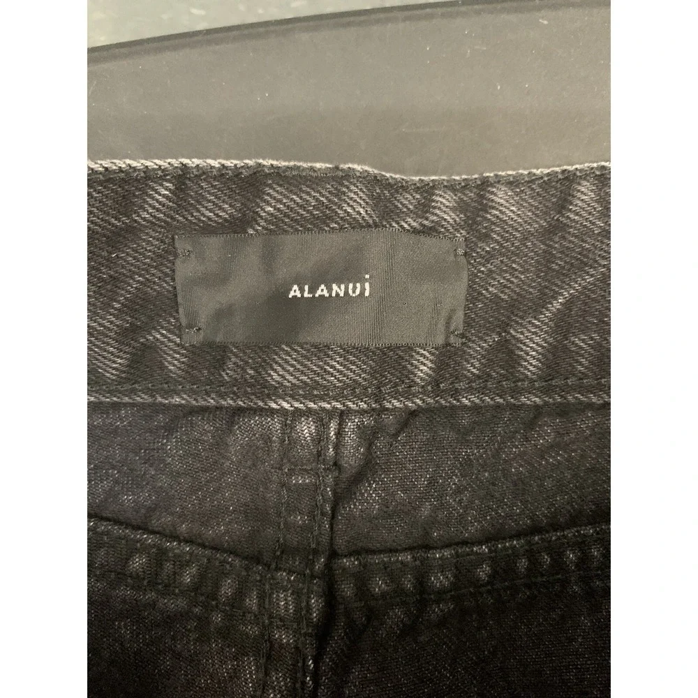 NWT Alanui Crochet Pockets Black Cargo Denim Gray Wash Jeans Size 26 x 30